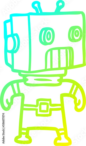 cold gradient line drawing cartoon robot