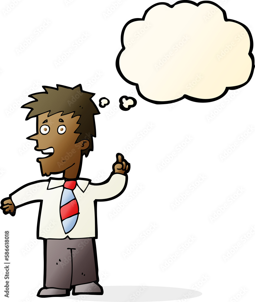 cartoon man with idea with thought bubble cartoon man with idea with thought bubble