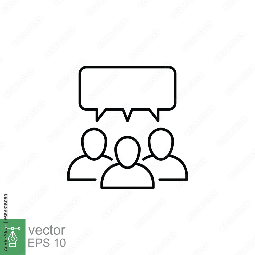 Forum discussion line icon. Meeting, business group, people, social communication concept. Simple outline style. Vector illustration isolated on white background. EPS 10. Forum discussion line icon. Meeting, business group, people, social communication concept. Simple outline style. Vector illustration isolated on white background. EPS 10.