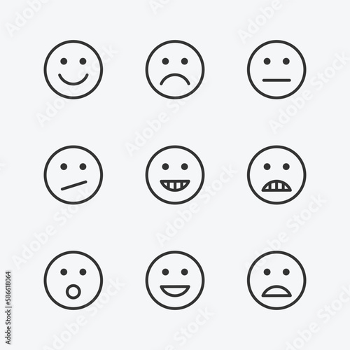 set of different face emoji vector isolated icons