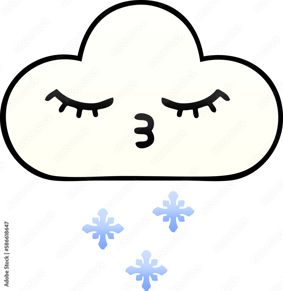 gradient shaded cartoon snow cloud gradient shaded cartoon snow cloud