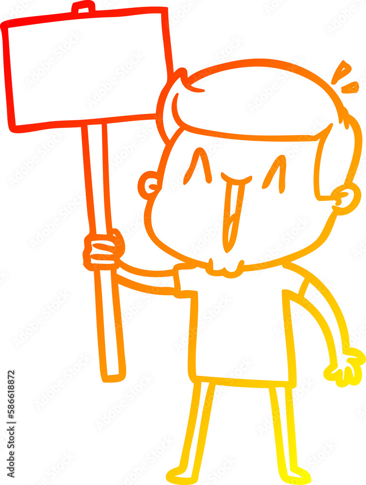 warm gradient line drawing cartoon excited man warm gradient line drawing cartoon excited man