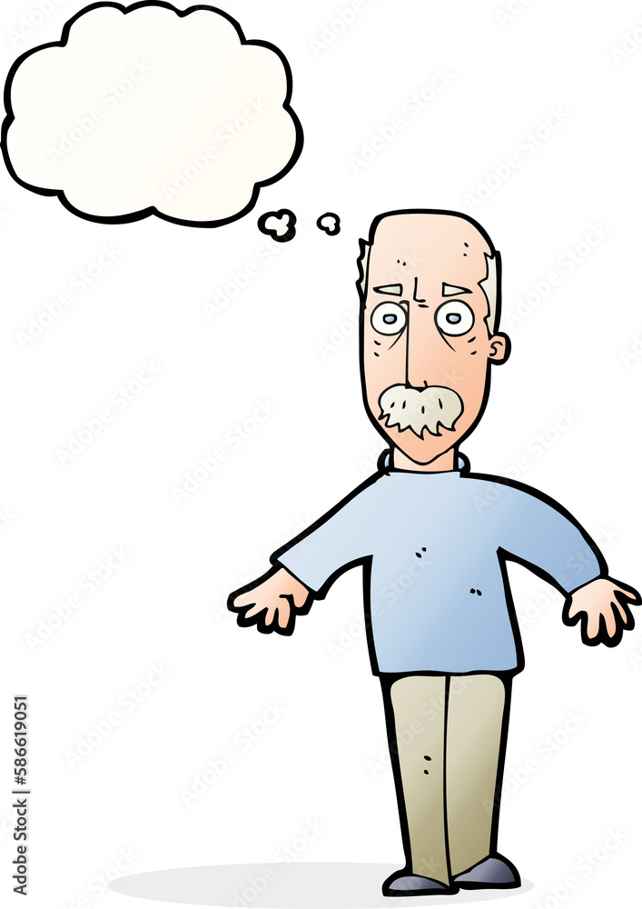 cartoon annoyed old man with thought bubble cartoon annoyed old man with thought bubble