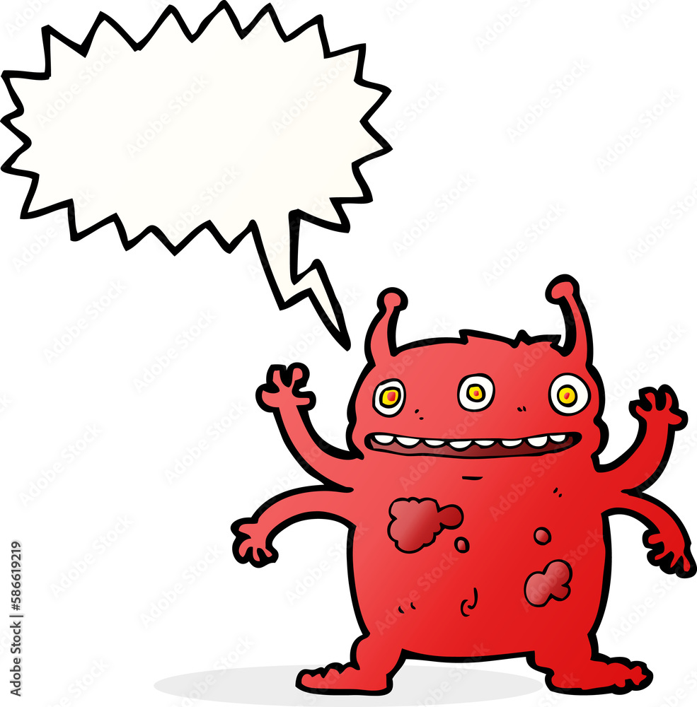 cartoon alien monster with speech bubble cartoon alien monster with speech bubble