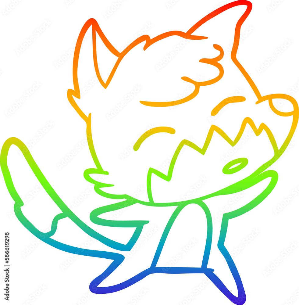 rainbow gradient line drawing cartoon fox rainbow gradient line drawing cartoon fox