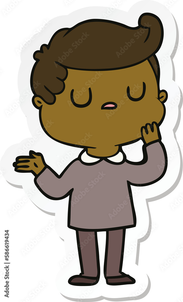 sticker of a cartoon man wondering sticker of a cartoon man wondering