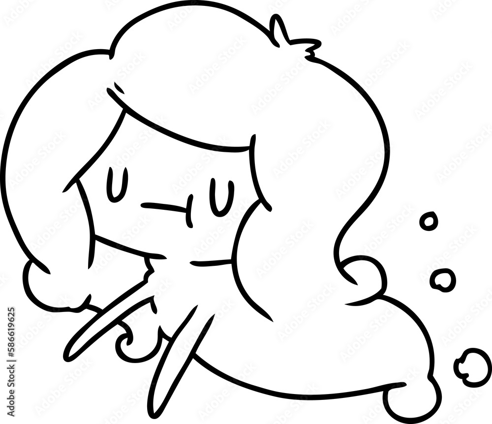 line drawing of a kawaii cute ghost line drawing of a kawaii cute ghost