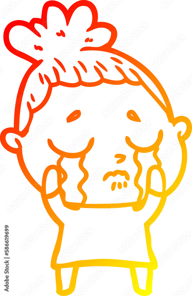 warm gradient line drawing cartoon crying woman warm gradient line drawing cartoon crying woman