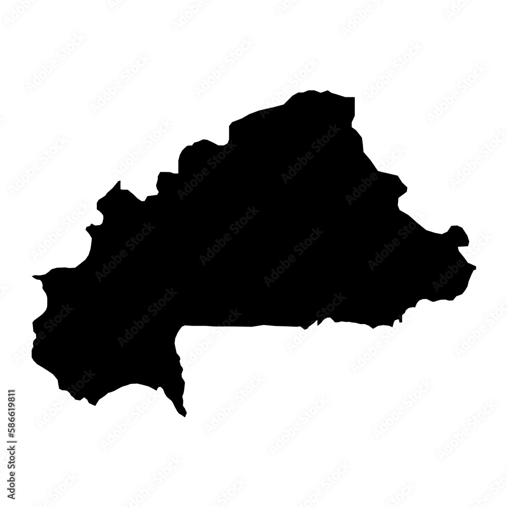 Vector Illustration of the Black Map of Burkina Faso on White Background