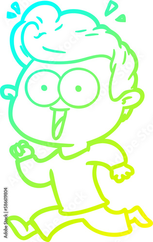 cold gradient line drawing cartoon staring man