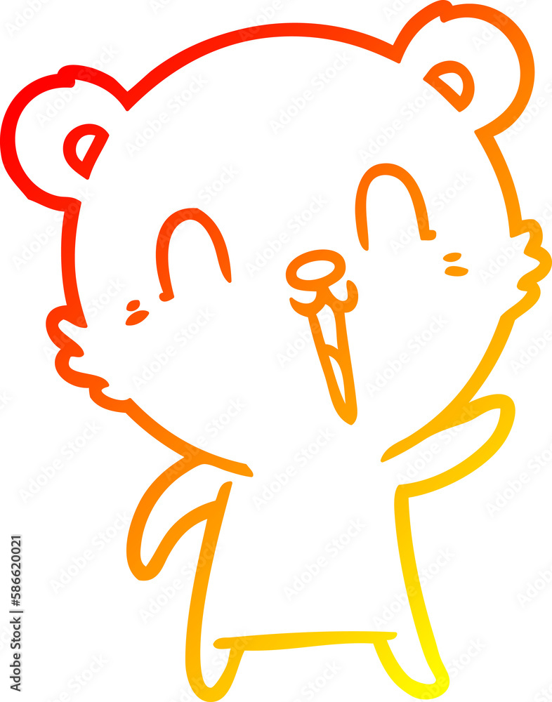 warm gradient line drawing happy cartoon bear warm gradient line drawing happy cartoon bear