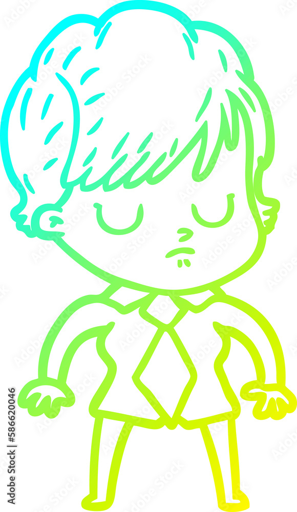 cold gradient line drawing cartoon woman cold gradient line drawing cartoon woman