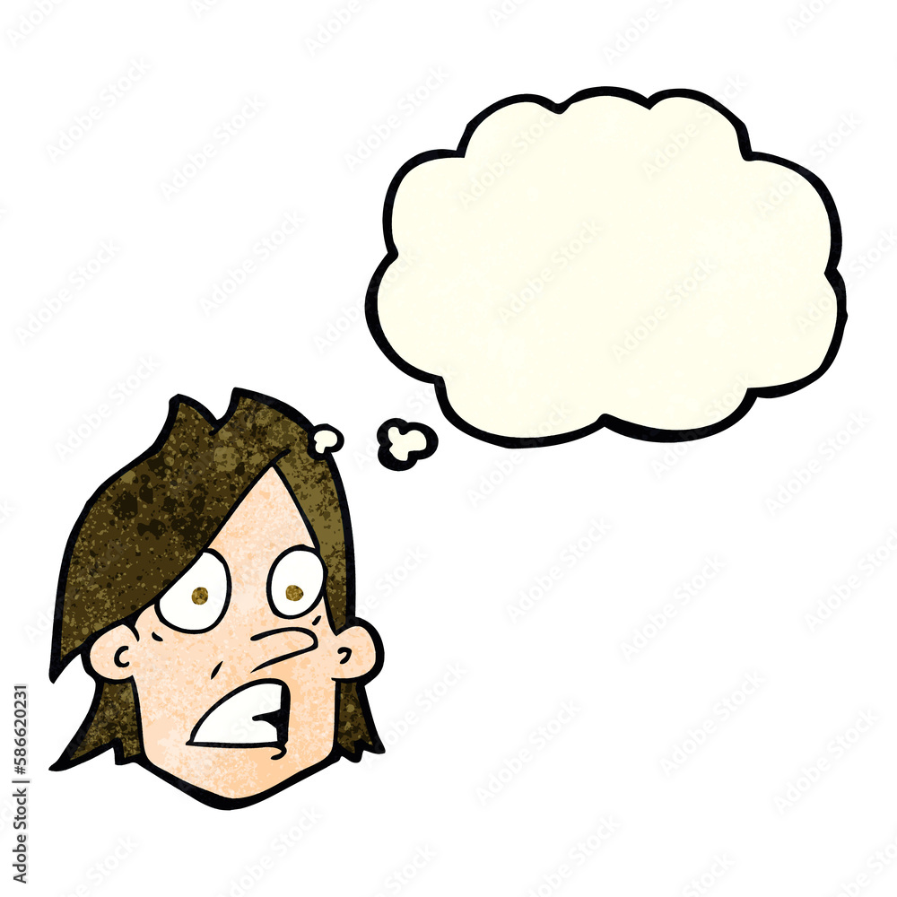 cartoon frightened face with thought bubble cartoon frightened face with thought bubble
