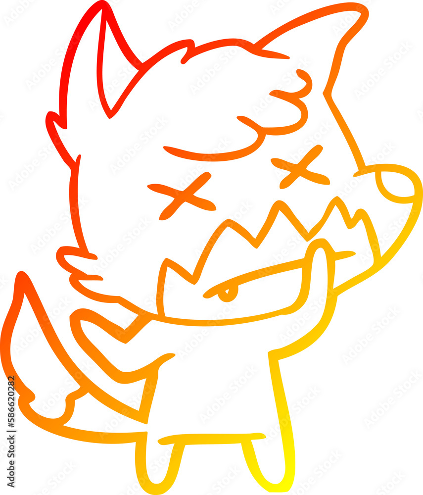 warm gradient line drawing cartoon dead fox warm gradient line drawing cartoon dead fox