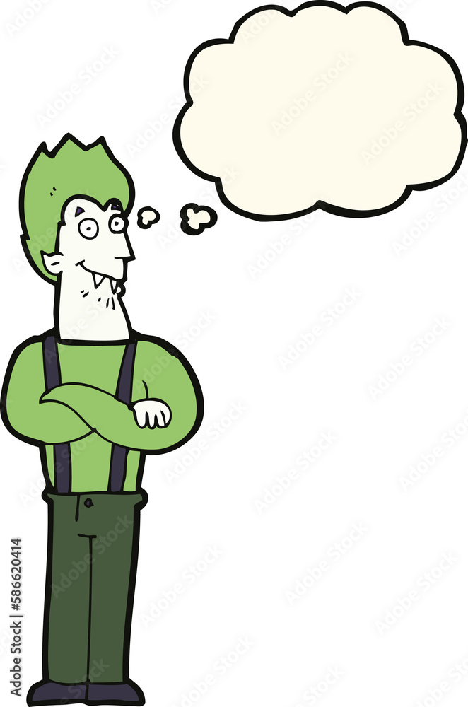 cartoon happy vampire with thought bubble cartoon happy vampire with thought bubble