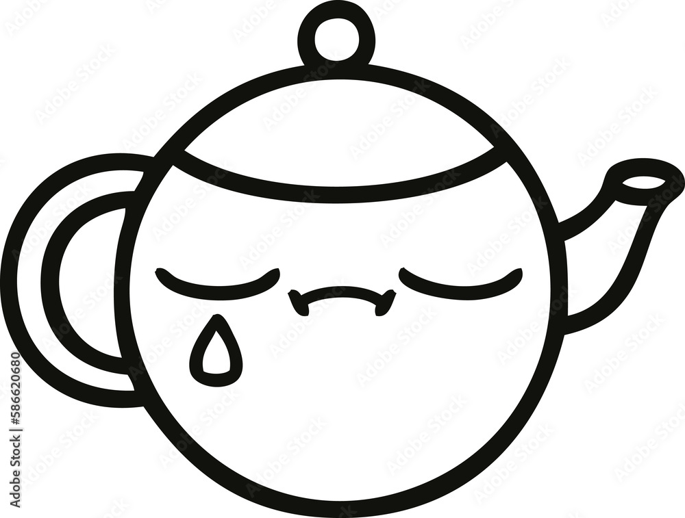 line drawing cartoon sad tea pot line drawing cartoon sad tea pot