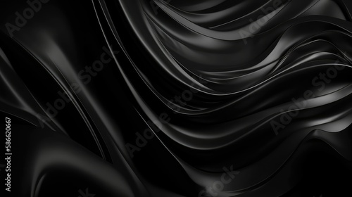 abstract black wavy background, generative AI