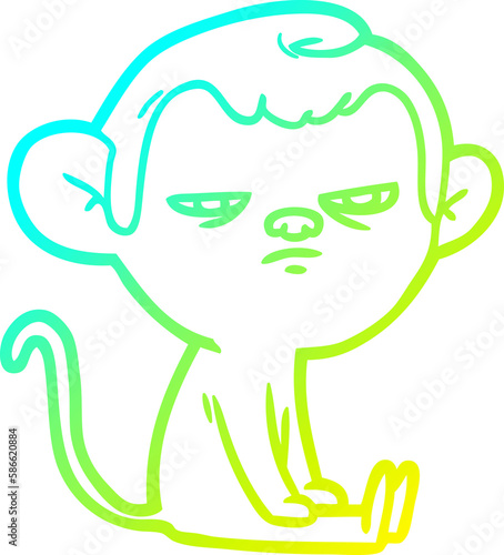 cold gradient line drawing cartoon annoyed monkey