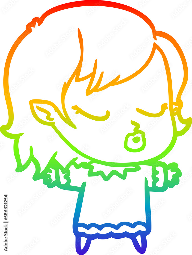 rainbow gradient line drawing cute cartoon vampire girl rainbow gradient line drawing cute cartoon vampire girl