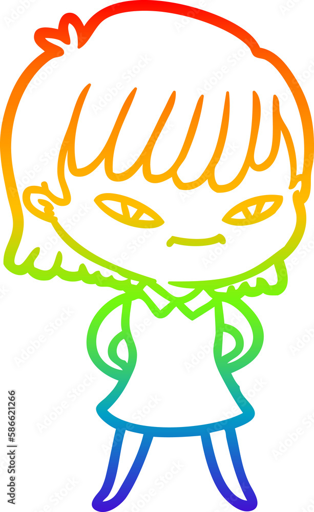 rainbow gradient line drawing cartoon woman rainbow gradient line drawing cartoon woman