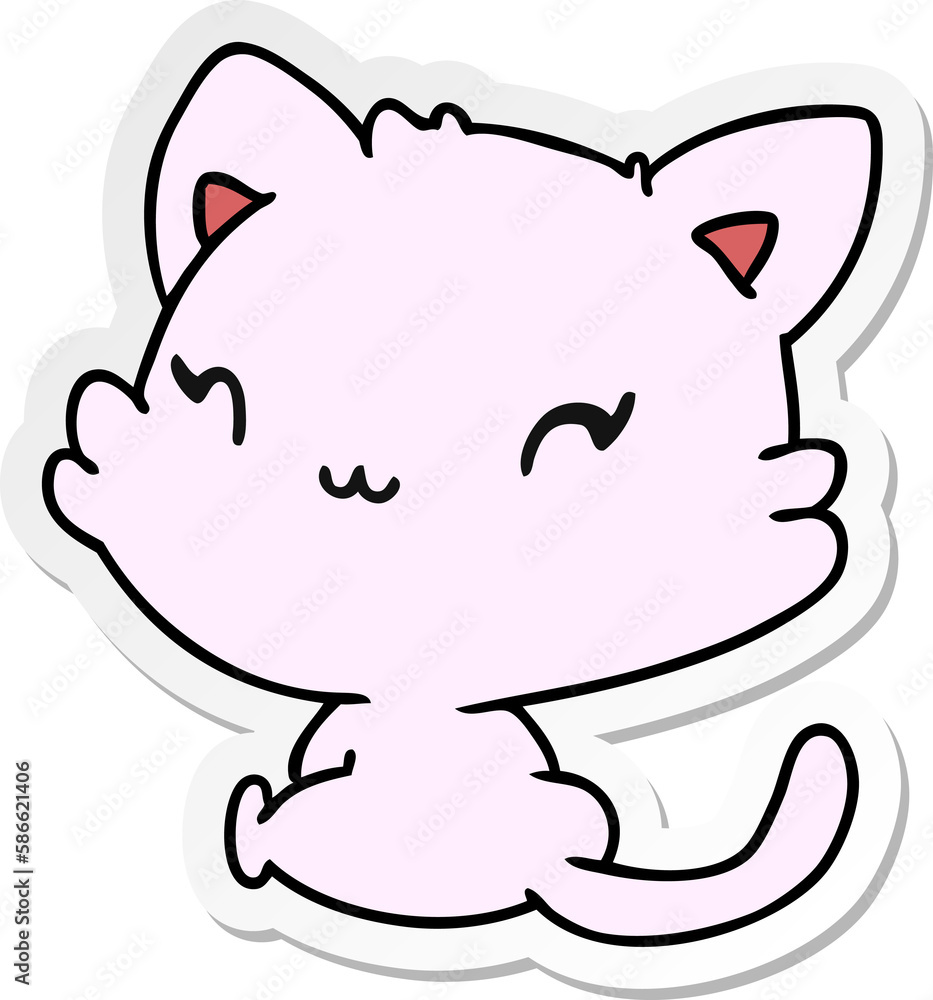 sticker cartoon of cute kawaii kitten sticker cartoon of cute kawaii kitten