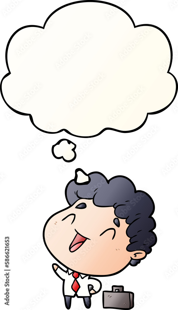 cartoon businessman and thought bubble in smooth gradient style cartoon businessman and thought bubble in smooth gradient style