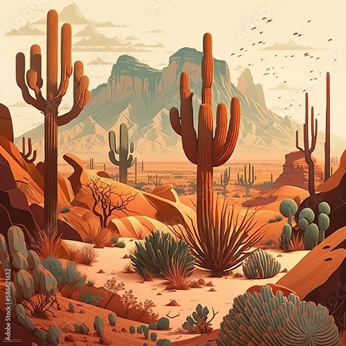 Illustration of the desert - AI generative