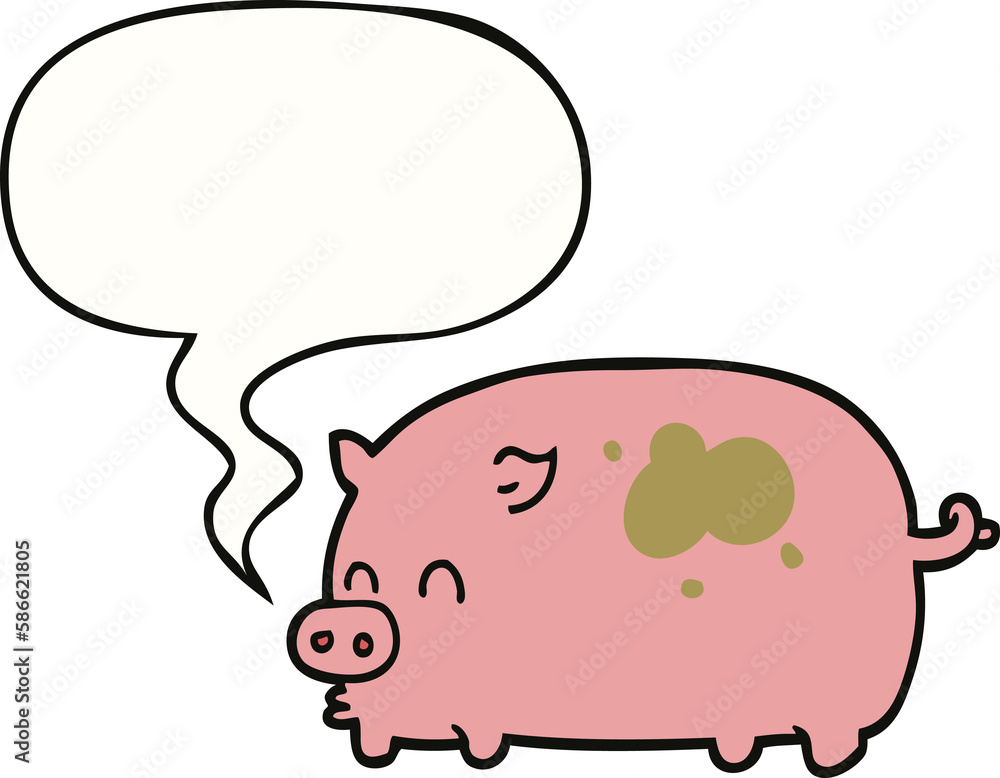 cute cartoon pig and speech bubble cute cartoon pig and speech bubble