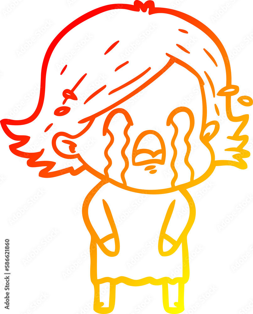 warm gradient line drawing cartoon woman crying warm gradient line drawing cartoon woman crying