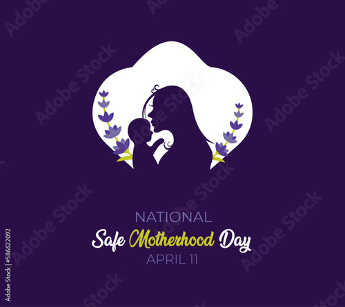National Safe Motherhood Day. 11 April. Holiday Concept. flat illustration. vector illustrations design. 