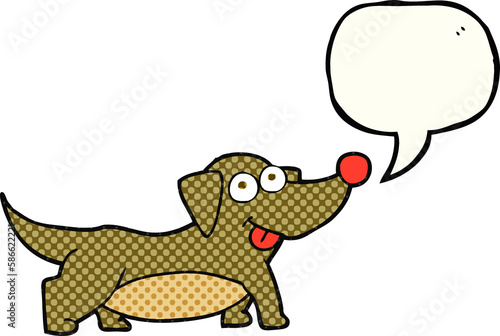 comic book speech bubble cartoon happy little dog