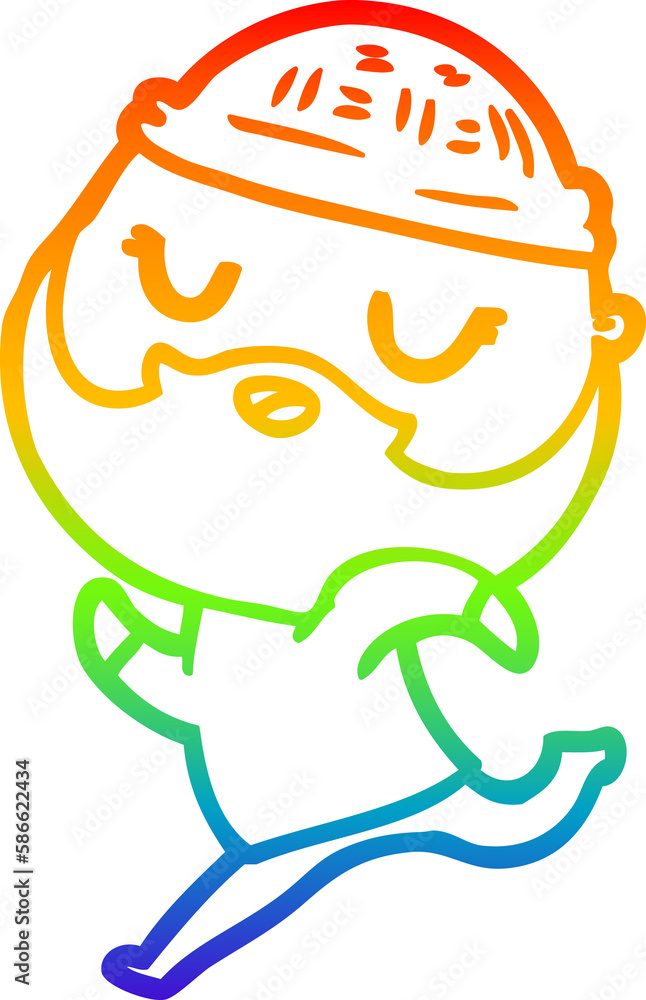 Obraz premium rainbow gradient line drawing cartoon man with beard