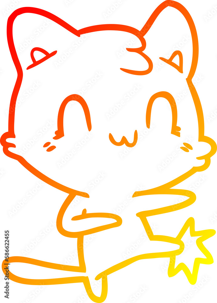 warm gradient line drawing cartoon happy cat karate kicking warm gradient line drawing cartoon happy cat karate kicking