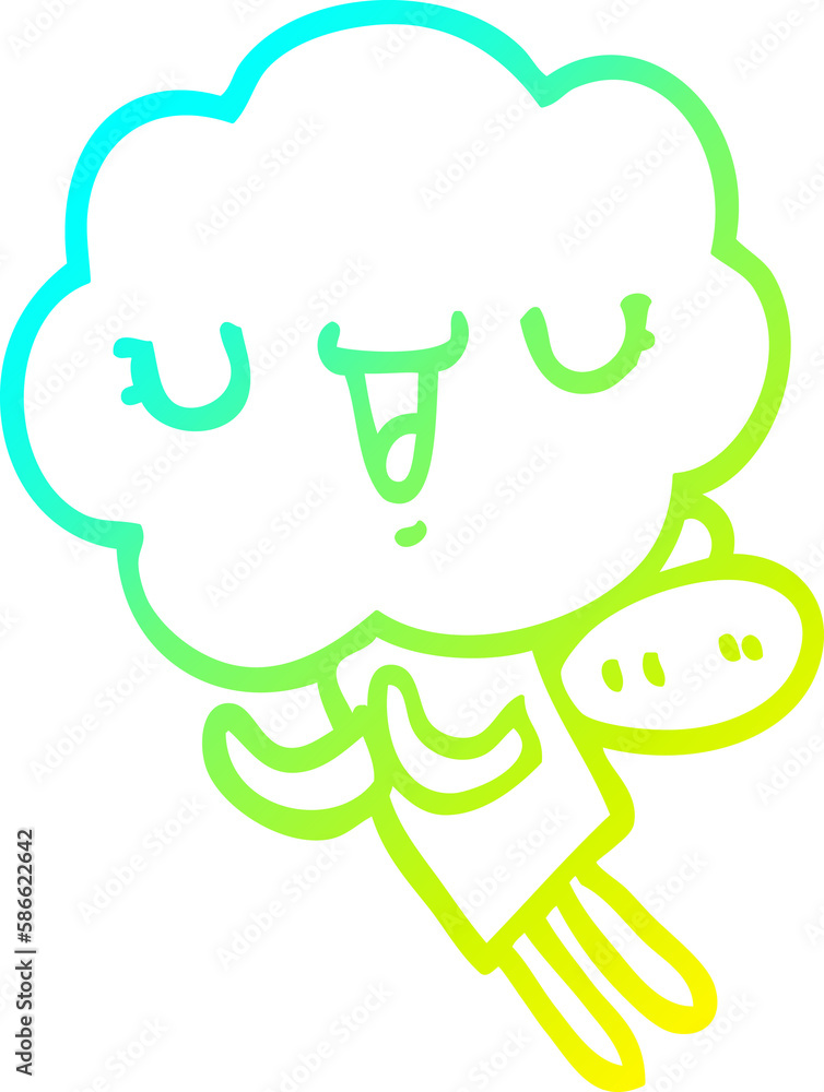 cold gradient line drawing cute cartoon cloud head creature cold gradient line drawing cute cartoon cloud head creature