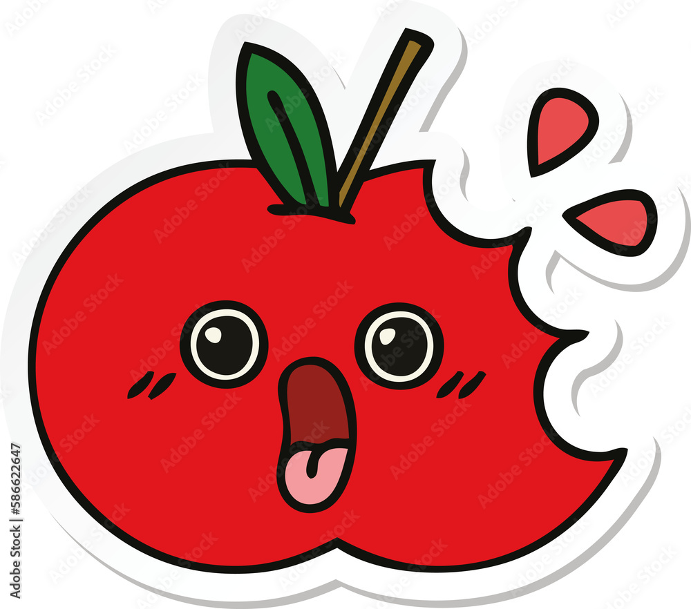 sticker of a cute cartoon red apple sticker of a cute cartoon red apple
