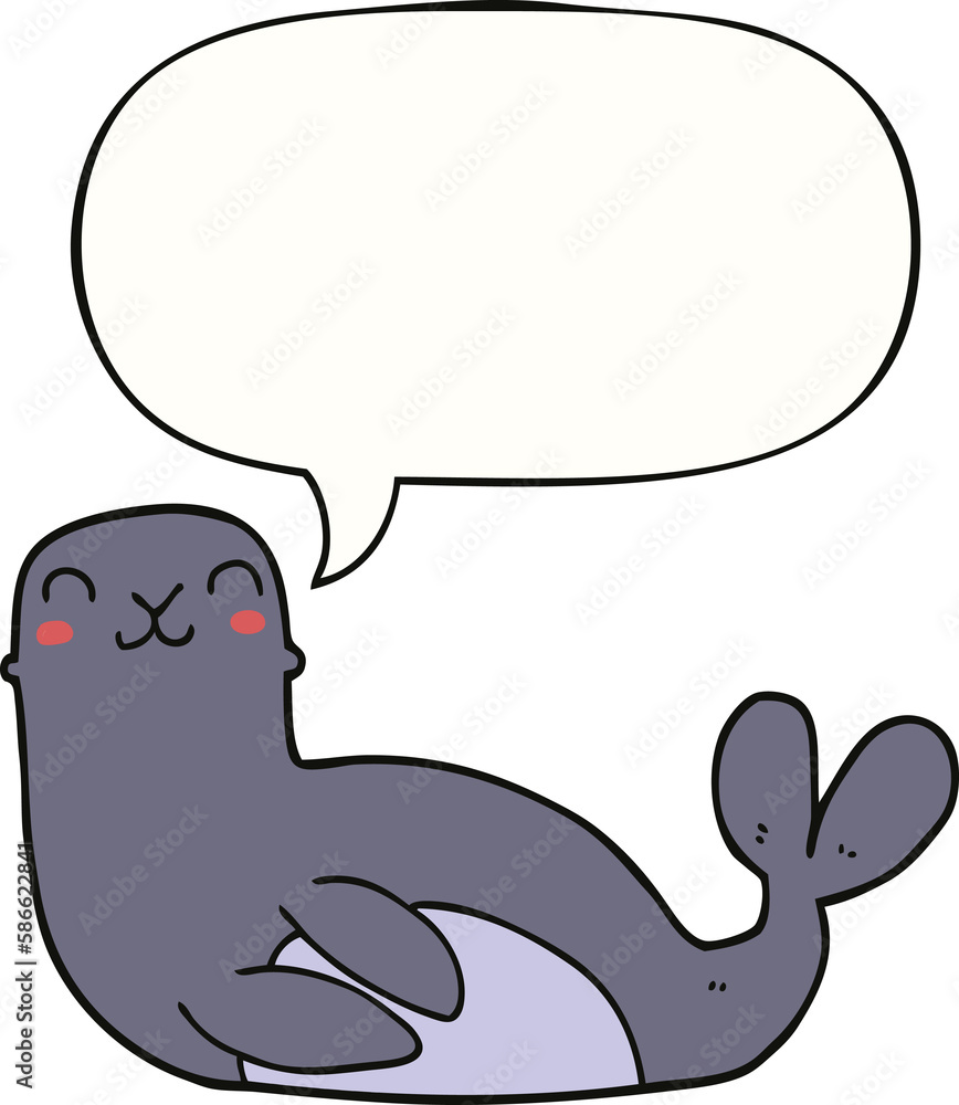 cartoon seal and speech bubble cartoon seal and speech bubble