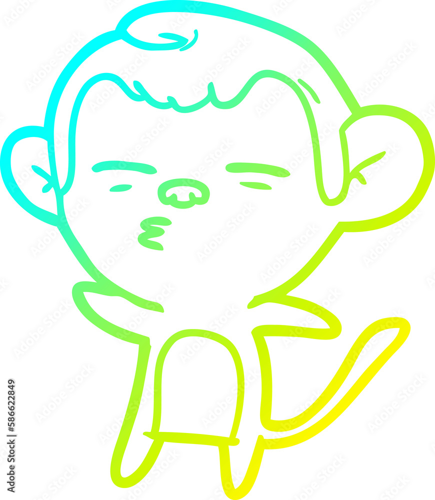 cold gradient line drawing cartoon suspicious monkey cold gradient line drawing cartoon suspicious monkey