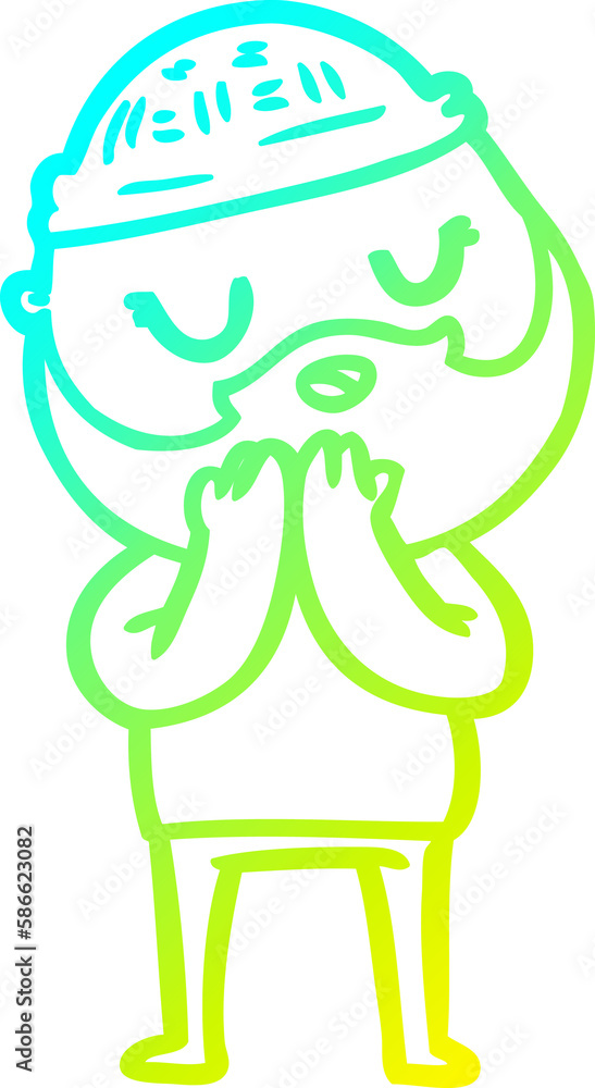cold gradient line drawing cartoon man with beard cold gradient line drawing cartoon man with beard