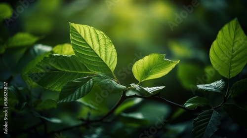 green leaves with green background. (Generative AI)