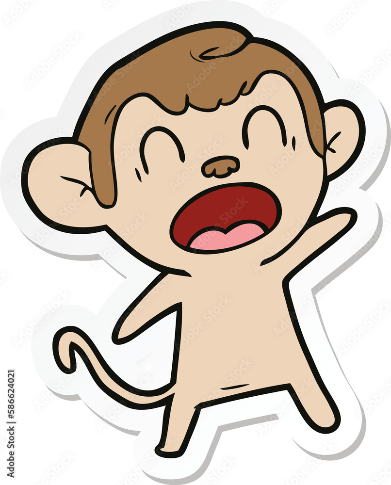 sticker of a shouting cartoon monkey sticker of a shouting cartoon monkey