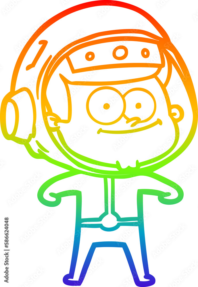 rainbow gradient line drawing happy astronaut cartoon rainbow gradient line drawing happy astronaut cartoon