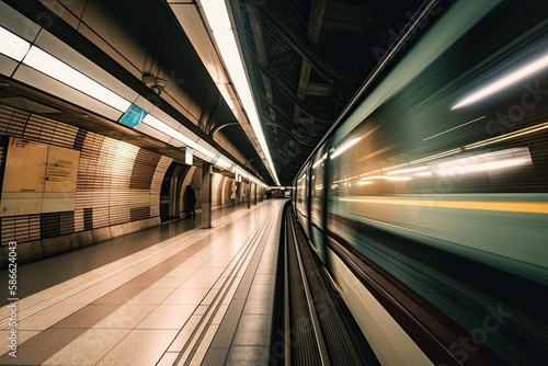 Speed of City Life: Inside a Motion-Blurred Subway Tunnel: Generative AI