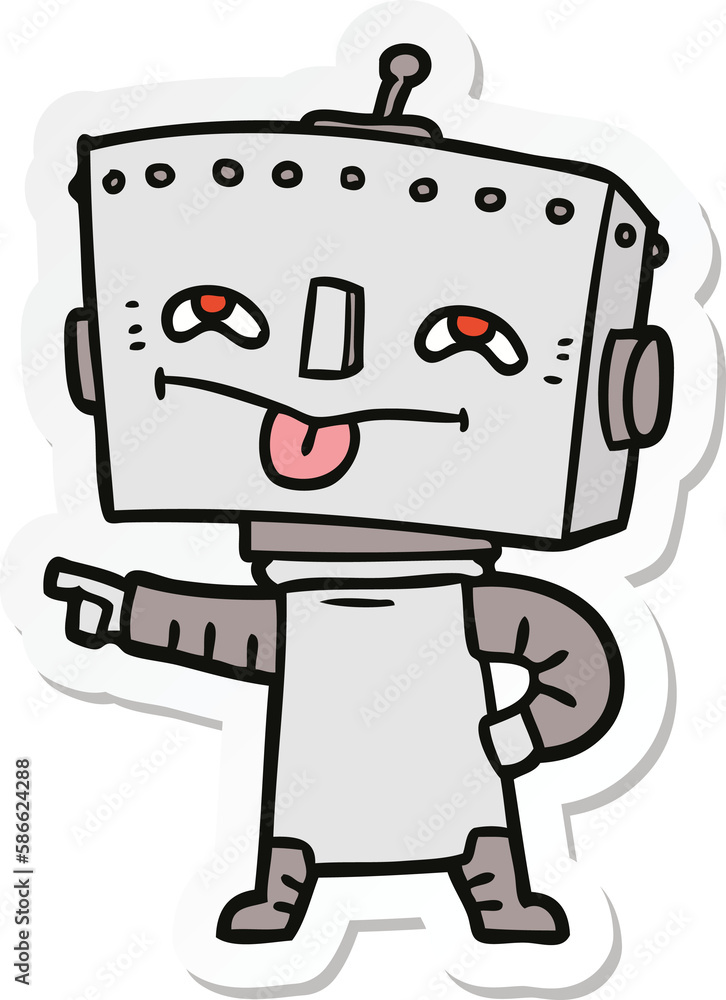 sticker of a cartoon robot sticker of a cartoon robot
