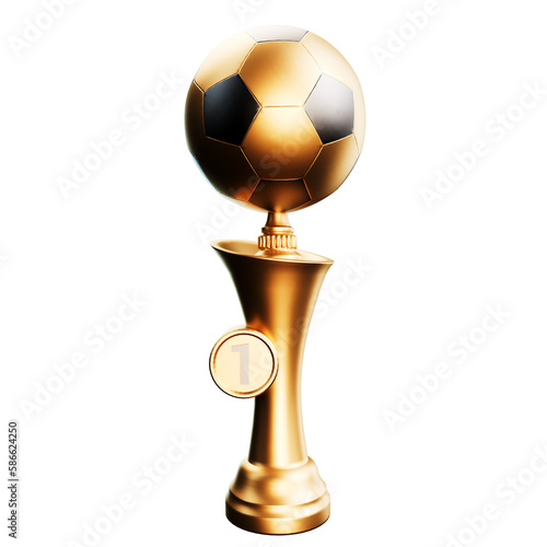 Golden champion cup isolated on white background. Championship trophy. Sports award. The concept of victory. 3d render