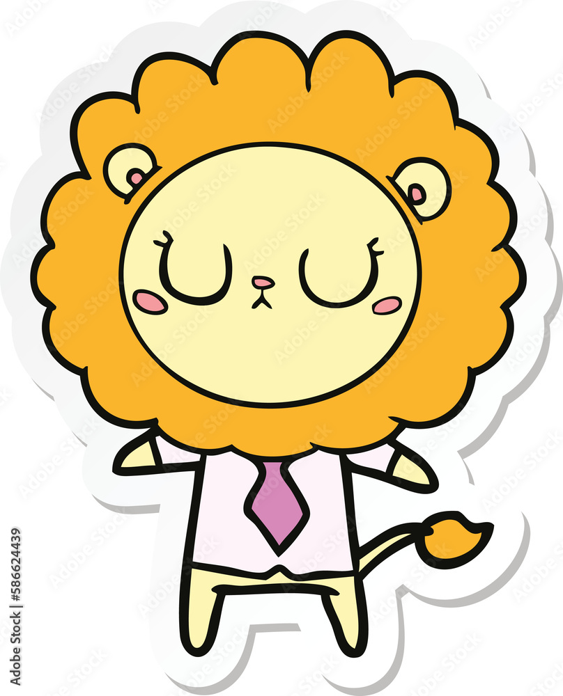 sticker of a cartoon lion in business clothes sticker of a cartoon lion in business clothes