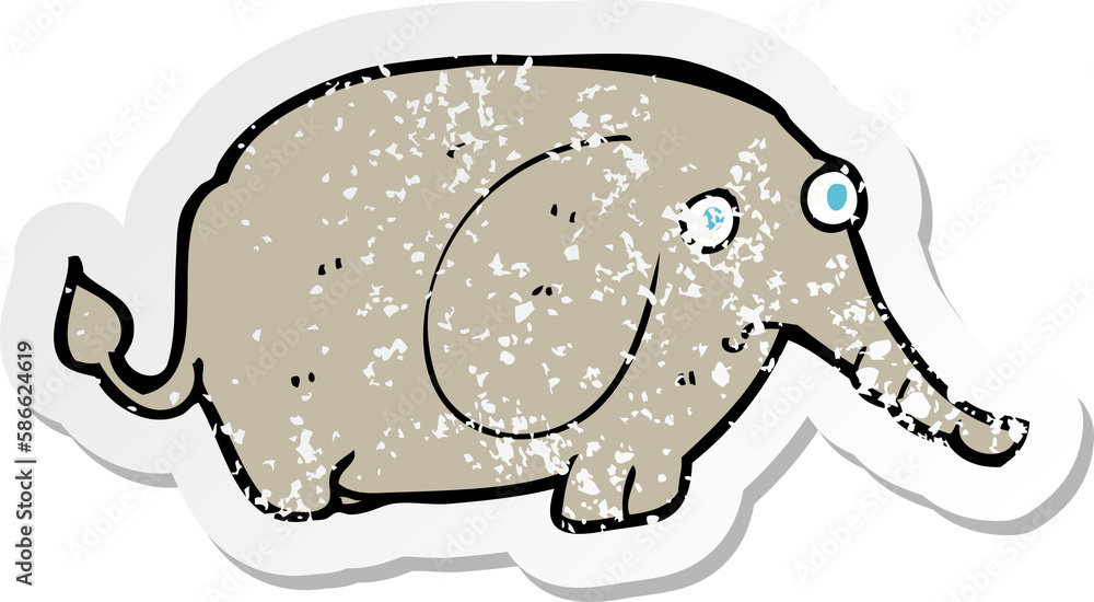 retro distressed sticker of a cartoon sad little elephant retro distressed sticker of a cartoon sad little elephant