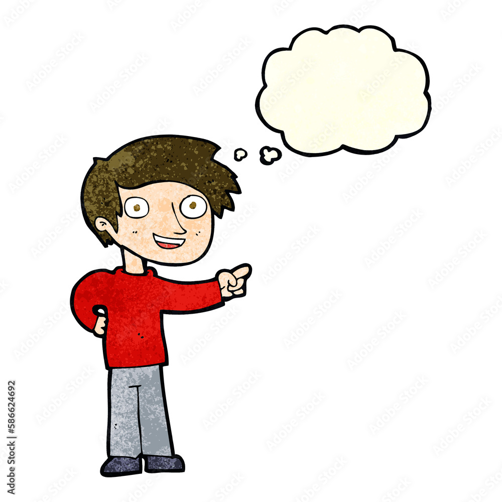 cartoon man pointing with thought bubble cartoon man pointing with thought bubble
