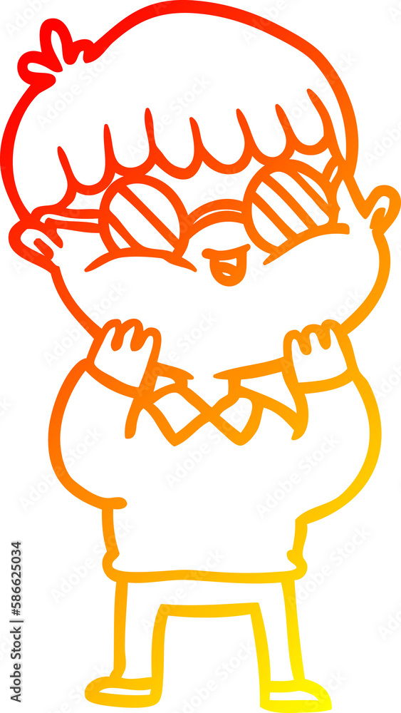 warm gradient line drawing cartoon boy wearing spectacles warm gradient line drawing cartoon boy wearing spectacles