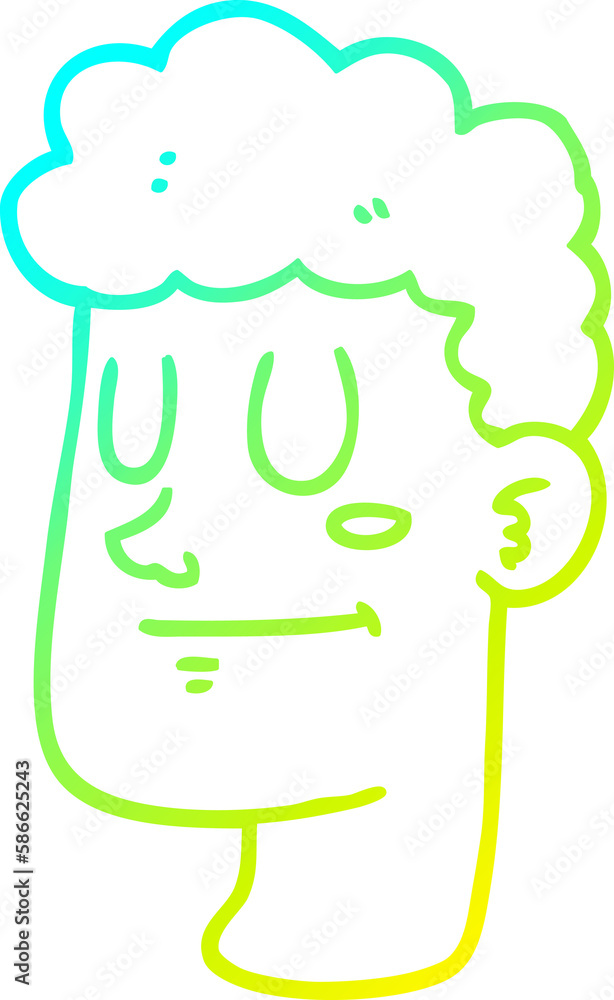 Obraz premium cold gradient line drawing cartoon male face