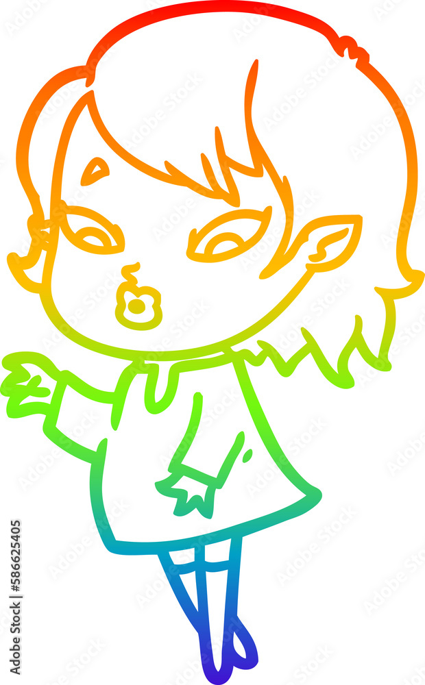 rainbow gradient line drawing cute cartoon vampire girl rainbow gradient line drawing cute cartoon vampire girl